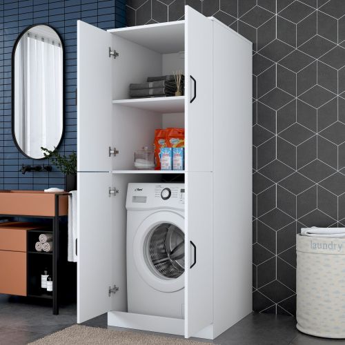 Armadio Multiuso Grande Bianco 2 Ripiani 4 Ante 70x182h cm, Apertura Battente - Sarre