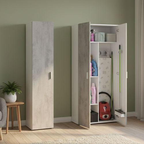 Armadio Multiuso Grande Bianco Modulabile 6 Ripiani 121x182h cm, 3 Ante - Valdaora
