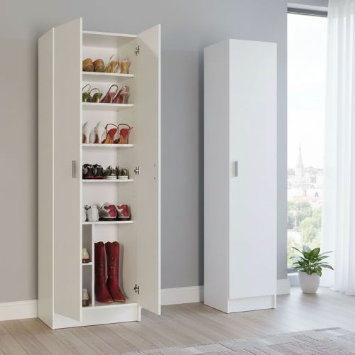 Armadio Multiuso Grande Bianco Modulabile 6 Ripiani 96x180h cm, 3 Ante - Molteno
