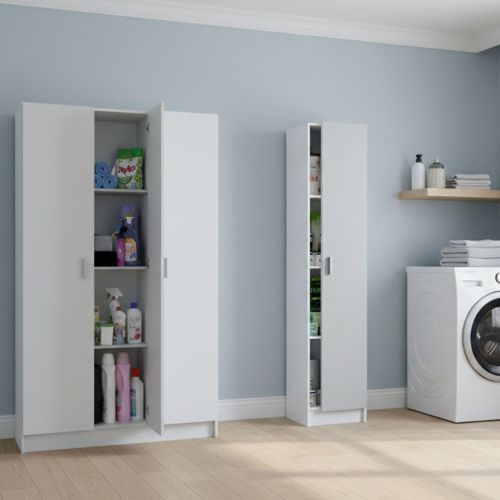 Armadio Multiuso Grande Bianco Modulabile 7 Ripiani 146x180h cm, 4 Ante - Sinnai