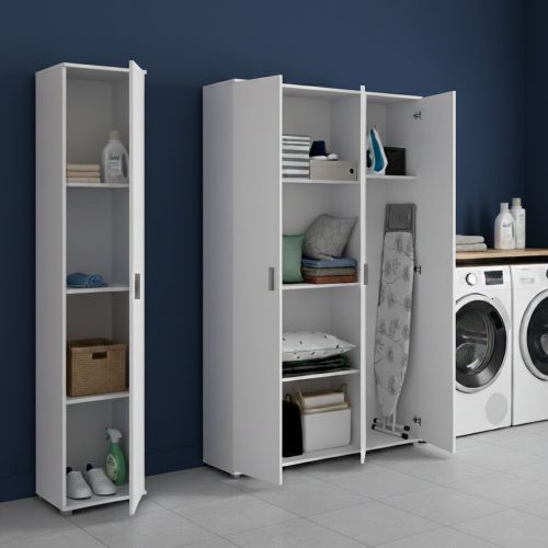 Armadio Multiuso Grande Bianco Modulabile 7 Ripiani 155x190h cm, 4 Ante - Stazzona