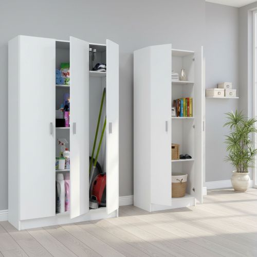 Armadio Multiuso Grande Bianco Modulabile 7 Ripiani 168x180h cm, 5 Ante - Melegari