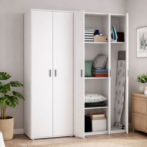 Armadio Multiuso Grande Bianco Modulabile 7 Ripiani 177x190h cm, 5 Ante - Rosarno