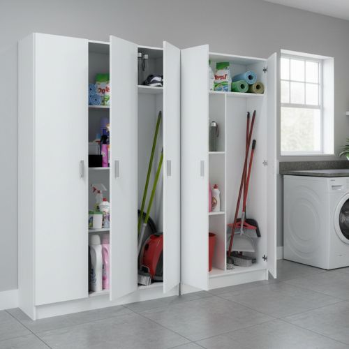 Armadio Multiuso Grande Bianco Modulabile 7 Ripiani 182x180h cm, 5 Ante - Codigoro