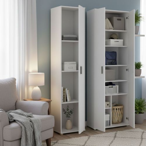 Armadio Multiuso Grande Bianco Modulabile 9 Ripiani 100x190h cm, 3 Ante - Casciano
