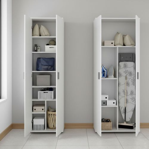 Armadio Multiuso Grande Bianco Modulabile 9 Ripiani 139x190h cm, 4 Ante - Veruno