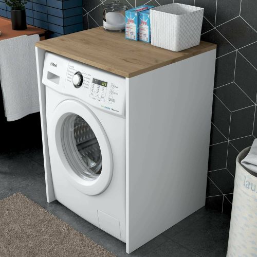 Armadio multiuso grande Cassian, Mobile multifunzionale, Armadietto porta scarpe, Guardaroba porta scope, 65x60h92 cm, Noce e Bianco
