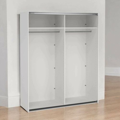 Armadio multiuso grande Janelle, Mobile multifunzionale, Mobiletto scarpiera, Guardaroba porta scarpe, 62x179 h220 cm, Bianco