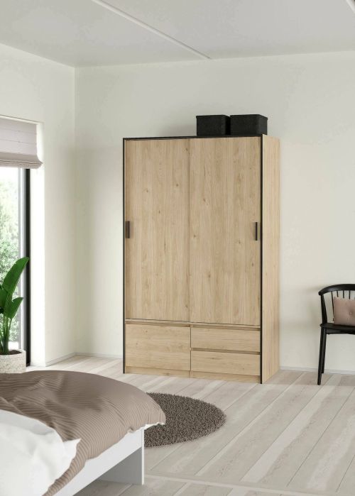 Armadio multiuso grande Melina, Mobile multifunzionale, Mobiletto scarpiera, Guardaroba porta scarpe, 60x121 h200 cm, Rovere