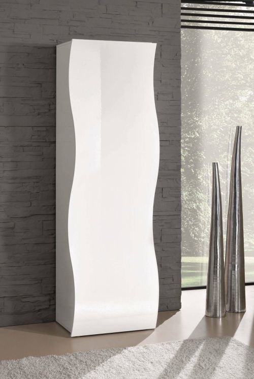 Armadio multiuso Lorenzo, Portascarpe con 1 anta e 1 ripiano, Mobile multifunzione, 100% Made in Italy, cm 63x40h187, Bianco lucido