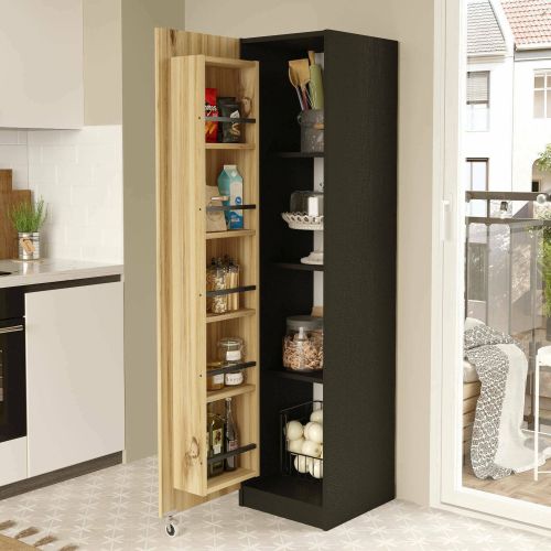 Armadio nero e noce slim 41x176h cm - Gaemi