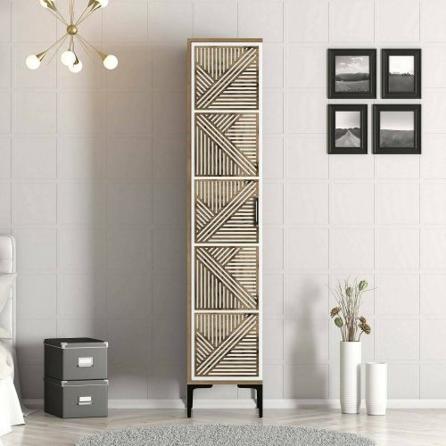 Armadio noce e bianco 1 anta 47x201h cm - Giusta