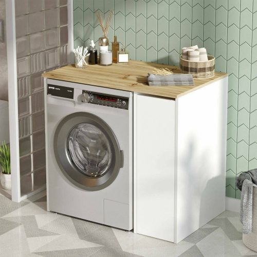 Armadio noce e bianco mobile lavatrice 93x88h cm - Axel