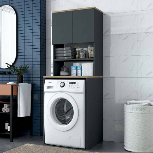 Armadio noce e nero multiuso 65x183h cm - Fiamma