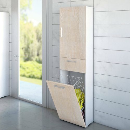 Armadio rovere e bianco con cassetto 45x195h cm - Aryanne