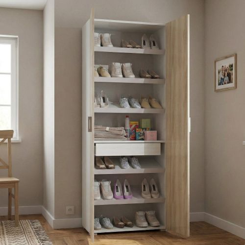 Armadio rovere e bianco con cassetto 72x195h cm - Angy