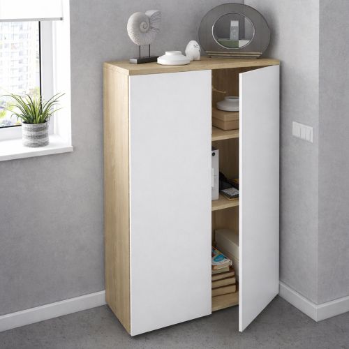 Armadio rovere e bianco salvaspazio 80x119h cm - Dionisio