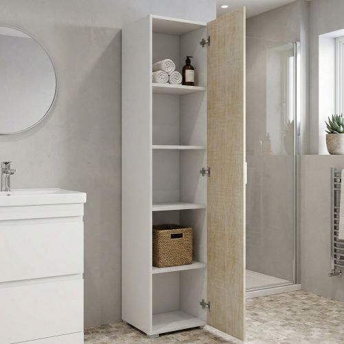 Armadio rovere e bianco stretto 45x195h cm - Aloise