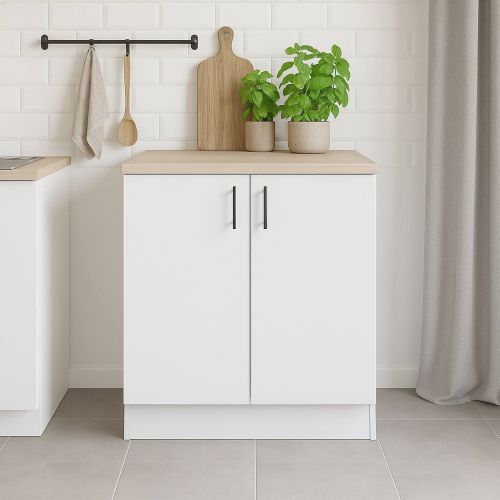Base sottolavello 2 ante 80x90h cm bianco e rovere - Nolia