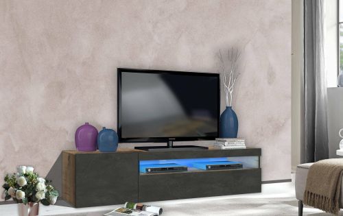 Base TV acero e ardesia 150x40x37h cm 2 ante - Aquilo