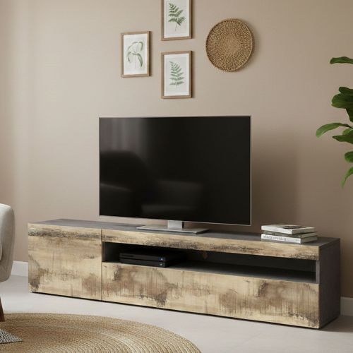 Base TV acero e ardesia 150x40x37h cm - Aquilo