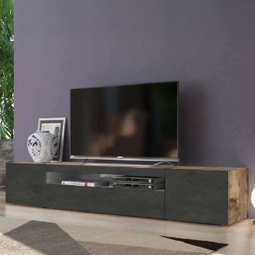 Base TV acero e ardesia 200x40x37h cm 3 ante - Amore