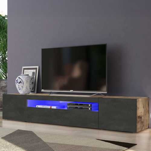 Base TV acero e ardesia 200x40x37h cm 3 ante in legno - Amore