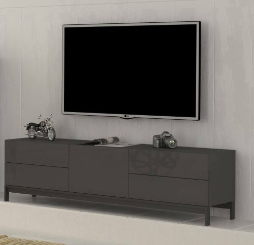 Base TV antracite lucido 170x40x35h cm in legno - Ardesia