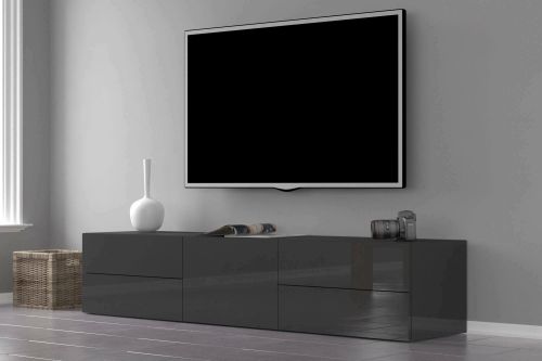 Base TV antracite lucido 170x40x35h cm in legno - Ariad