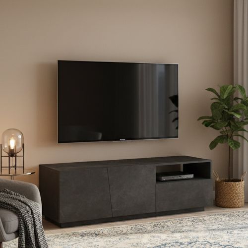 Base TV ardesia 150x43x46h cm 2 ante e 1 cassetto - Aiace