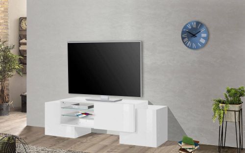Base TV bianco lucido 100x45x45h cm 3 ante - Moldavite