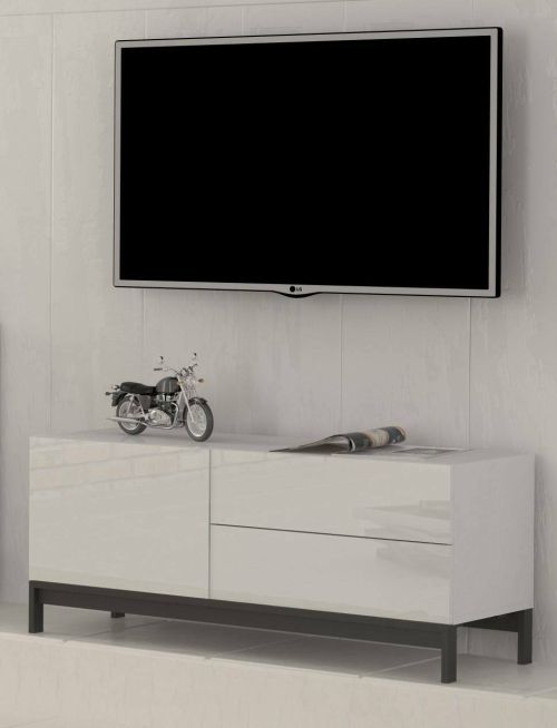 Base TV bianco lucido 110x40x47h cm in legno - Azad