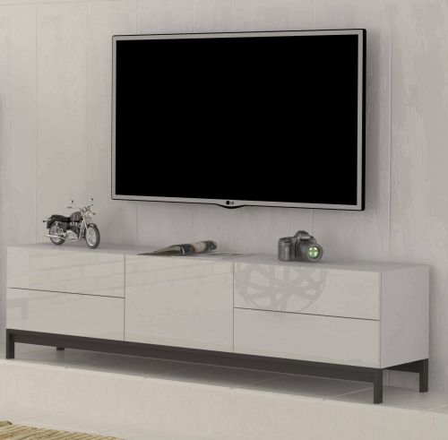 Base TV bianco lucido 170x40x35h cm 4 cassetti - Ardesia