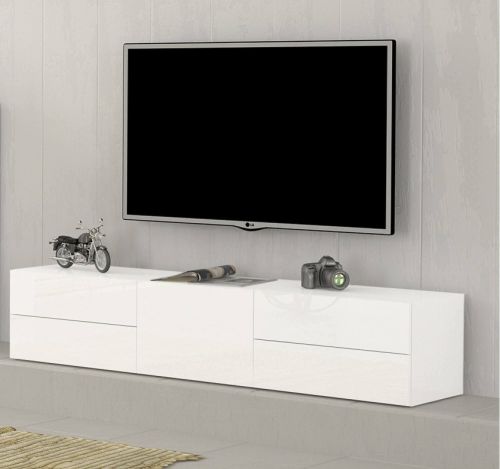 Base TV bianco lucido 170x40x35h cm in legno - Ariad
