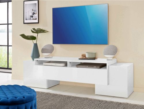 Base TV bianco lucido 170x45x45h cm 3 ante - Abele