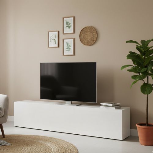 Base TV bianco lucido 180x30x40h cm in legno - Alakazam