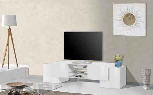 Base TV bianco lucido 190x45x45h cm 4 ante - Arancione