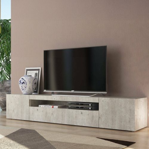 Base TV cemento 200x40x37h cm 3 ante in legno - Amore