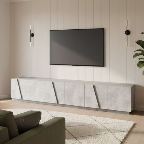 Base TV cemento 244x44x46h cm 6 ante e 1 cassetto - Aemilor