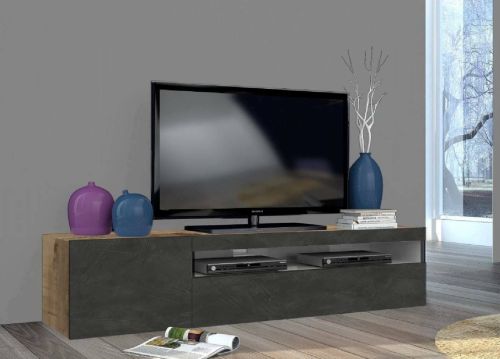 Base TV legno e ardesia 150x40x37h cm 2 ante - Aquilo