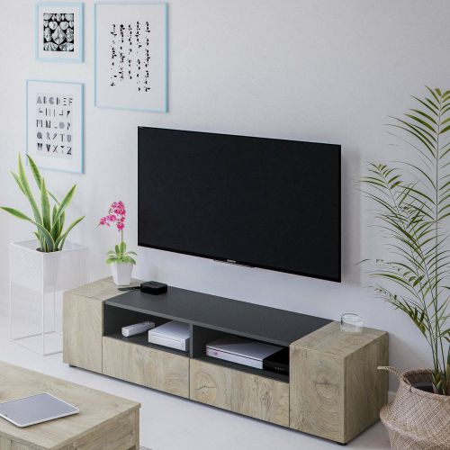Base TV rovere 138x42x36h cm 4 ante - Ebe