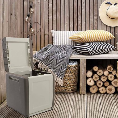 Baule da esterno piccolo 54x53x57h cm beige e marrone - Azziuro