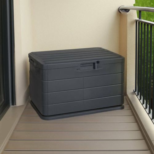 Baule Nero Antracite Chiusura Anta a Ribalta Materiale Piano in Plastica 76x55x52h cm, Colore Ripiano Nero - Cislago