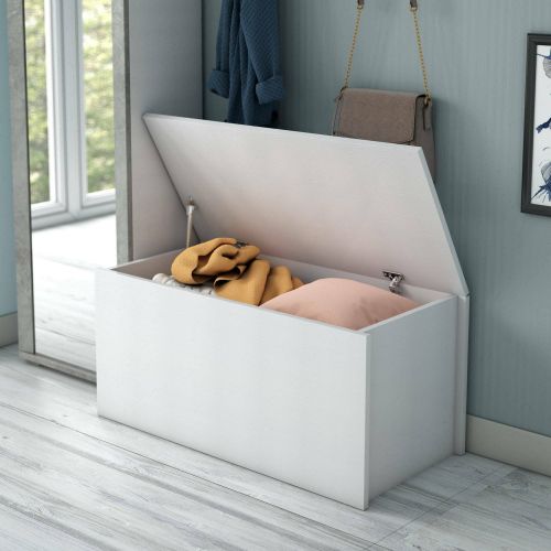 Baule salvaspazio in legno 90x45x45h cm bianco - Ayusnay
