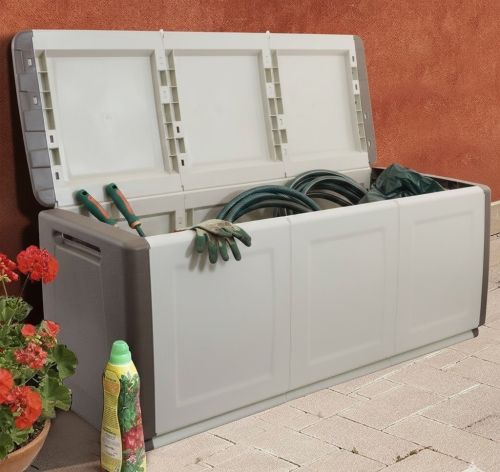 Baule Zele, Cassapanca multiuso, Baule contenitore, Box portaoggetti, 100% Made in Italy, 138x53h57 cm, Beige e Marrone