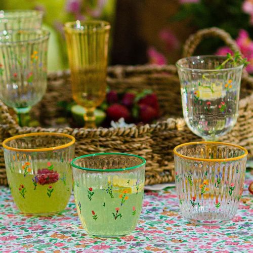 Bicchieri Trasparente Multicolore set da 4 290 ml Colore Struttura Multicolore, - Neniromo