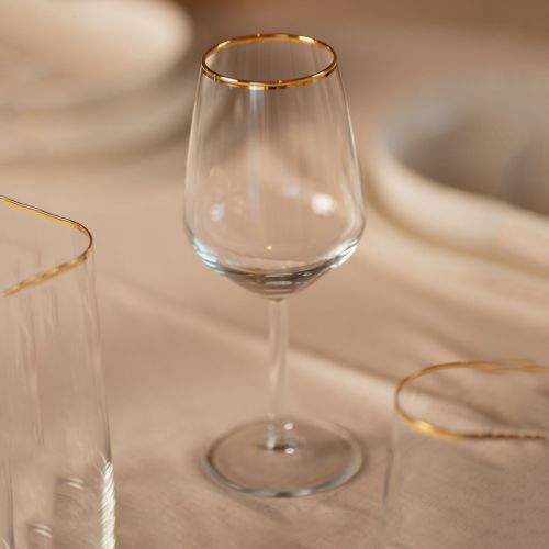 Bicchieri Trasparente oro set da 4 490 ml Colore Struttura oro, - Nenipaka