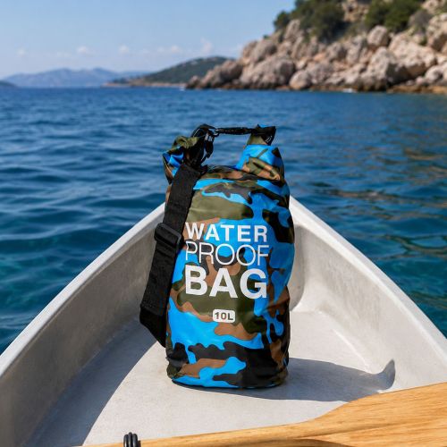 Borsa Impermeabile blu Mimetica Capacità 10 lt Sfumatura Colore Struttura Mimetica - Senine