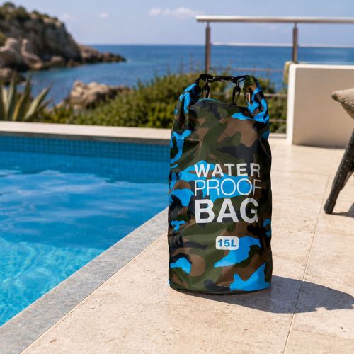 Borsa Impermeabile blu Mimetica Capacità 15 lt Sfumatura Colore Struttura Mimetica - Semarese