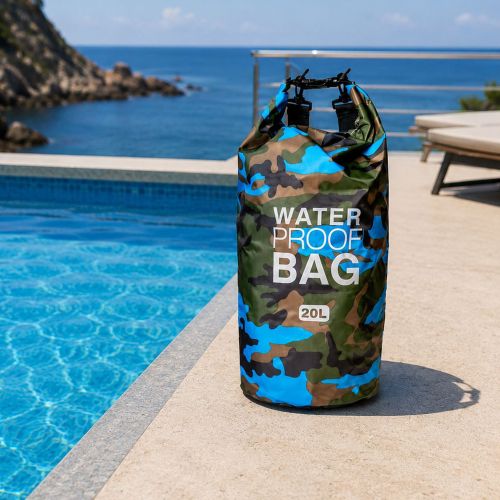 Borsa Impermeabile blu Mimetica Capacità 20 lt Sfumatura Colore Struttura Mimetica - Semiha